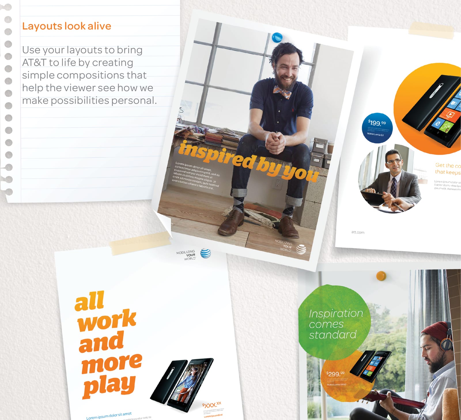 A page from the AT&T brand principles document, adapted for an interactive on-screen presentation.
